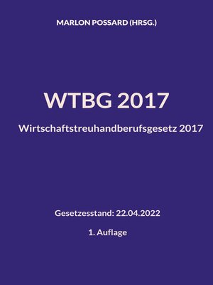 cover image of WTBG 2017 (Wirtschaftstreuhandberufsgesetz 2017)